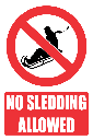 PR23E - No Sledding Explanatory Sign