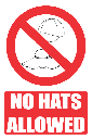 PR42E - No Hats Explanatory Sign
