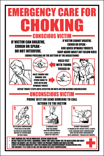 FA10 - Emergency Care For Choking Sign | Safety Signs & Equipment