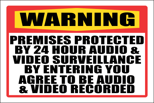 Adesivo Per Finestra VSafety - Warning! Premises Protected By CCTV - Dimensioni 200x150 Mm - Colore Giallo - Segnaletica Di Sicurezza