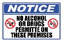 SE9 - Notice No Alcohol Or Drugs Sign