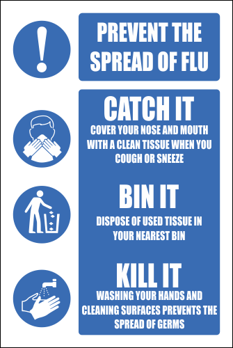 H19 - Prevent The Spread Of Flu Sign | Safety Signs &amp; Equipment