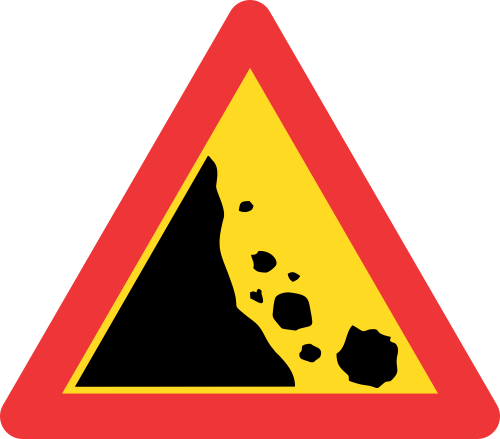 TW335 - Temporary Falling Rocks From Left Road Sign | Safety Signs ...