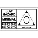 Minimal Hazard Hazchem Placard