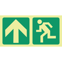 E10 - SABS Photoluminescent arrow up, running man safety sign