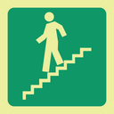 E9A - SABS Photoluminescent stairs down left safety sign