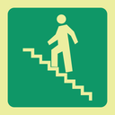 E9- SABS Photoluminescent stairs up left safety sign